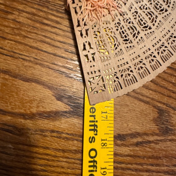Intricate Tan Hand Fan - Picture 5 of 7
